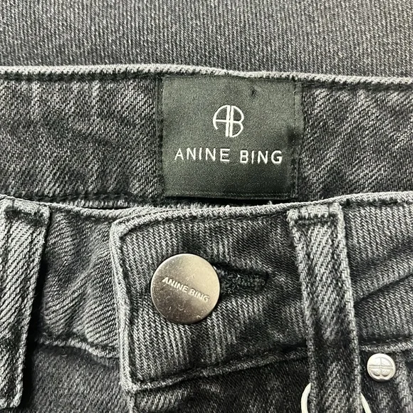 Anine Bing Beck High Rise Slim Jeans Iron Grey Gray Meghan Markle Size 25 - Picture 10 of 11